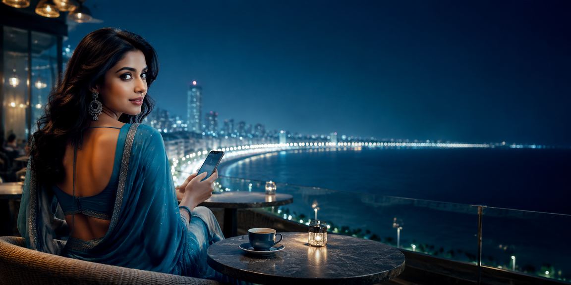 Mumbai Marine Drive with promotional banners and active online betting users